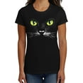 thumbnail image 2 of Humor Short Sleeve Round Neck Black Cat Eyes T-Shirt (Women's), 2 of 3