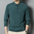 thumbnail image 2 of Men's Autumn Solid Polo Knit Slim Fit Casual Long Sleeve Wool Sweater, 2 of 14
