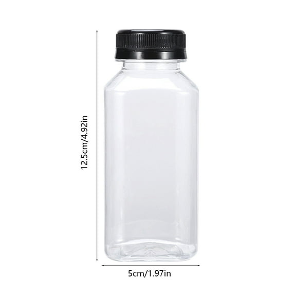 Plastic Juices Bottle Reusable Transparent Clear Beverage Containers with Lids for Juices Drinking Tea Milk Water Fridge Storage
