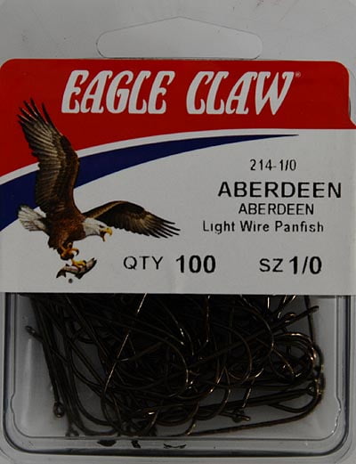 100 Pack Size 1/0 Eagle Claw 214H-1/0 Bronze Forged Point Aberdeen Hook 