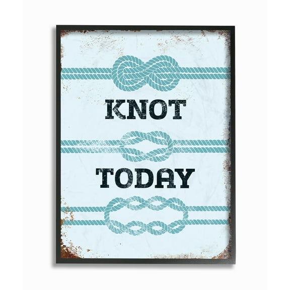 The Stupell Home Decor Collection Knot Today Funny Ocean Beach Typography Framed Giclee Texturized Art, 11 x 1.5 x 14