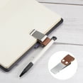 thumbnail image 2 of Uxcell 50mm Stainless Steel Clip with PU Leather Pen Loop Holder, Silver, Brown 2 Count, 2 of 5