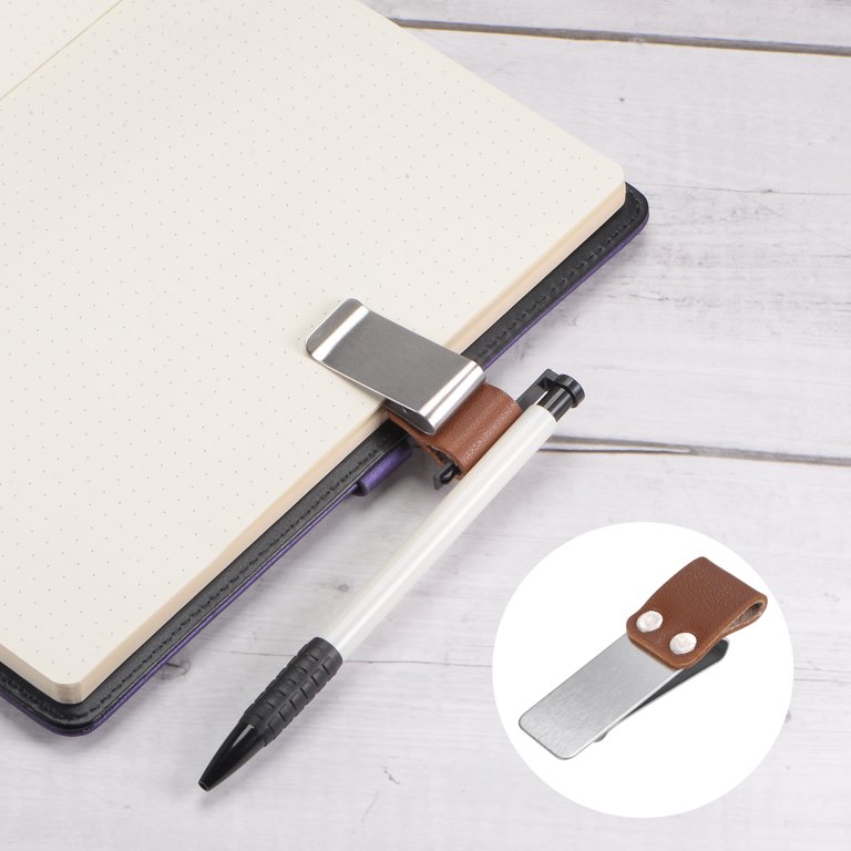 5 PCS Pen Holder for Notebook, Notebook Leather Pen Holder with Stainless  Steel Clip, Retro Style Pen Loop Holder for Journal, Planner, Notebook