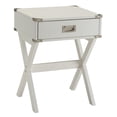 thumbnail image 5 of Hassch 1-Drawer End Table with Flush Pull & Metal Corner Accent, Square Side Table for Bedroom or Living Room (White), 5 of 10