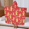 thumbnail image 5 of Red Christmas Gingerbread Man Pattern Hooded Bath Towel，60"x35" for Ages 3 To 12 Kids, Quick Dry Lightweight Soft Microfiber Hood Beach Towel Cover Up for Kids, 5 of 7