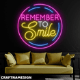 thumbnail image 2 of Craftnamesign Remember To Smile Neon Sign, Bedroom Wall Art, Beauty Spa Wall Decor, 2 of 4