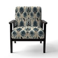 thumbnail image 4 of Designart "Beige And Blue Artisan Echoes" Blue Ikat Upholstered Accent Chair - Victorian Arm Chair For Living Room, 4 of 5