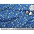 thumbnail image 2 of Soimoi Blue polyester Crepe Fabric Leaves Damask Printed Fabric 1 Yard 42 Inch Wide, 2 of 5