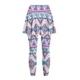 thumbnail image 4 of SCRAWLGOD American Tribal Violet Blue Fashionable Yoga Golf Leggings with Skirt Polyester Spandex Washable Tennis Skorts High Waist Elastic Running Pants Workout Outfits, L, 4 of 7