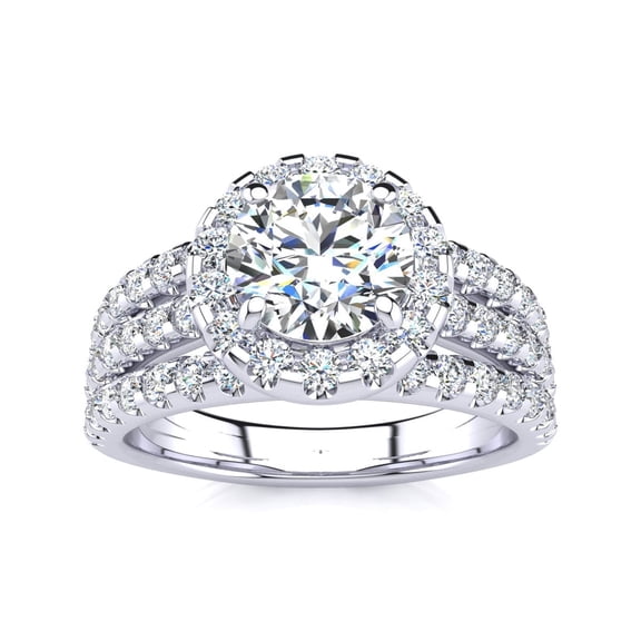 SuperJeweler 2 Carat Lab Grown Halo Diamond Engagement Ring In 14K White Gold For Women