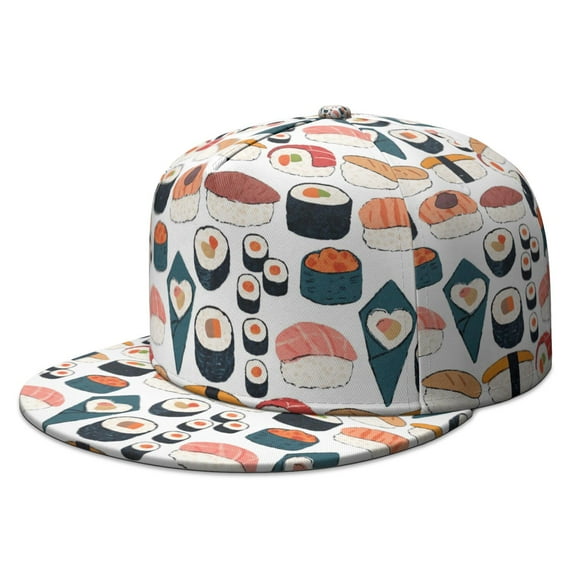 Snapback Baseball Cap Trucker Hat Visor Adjustable Outdoor Cap Unisex Adjustable Breathable for Casual Daily Wear Sushi