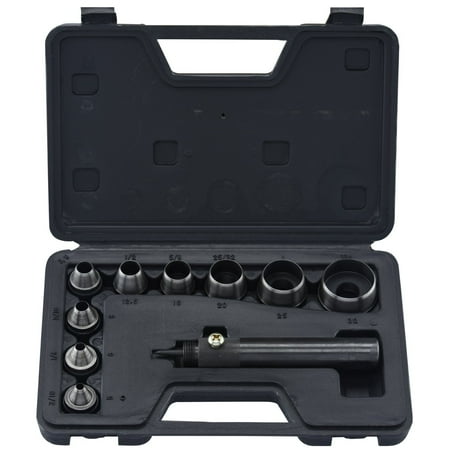 Hollow Punch Set - Neiko 02614A Interchangable Hollow Hole Punch Set with Handle, Heavy Duty with Handle Case, 10-Piece Large Set