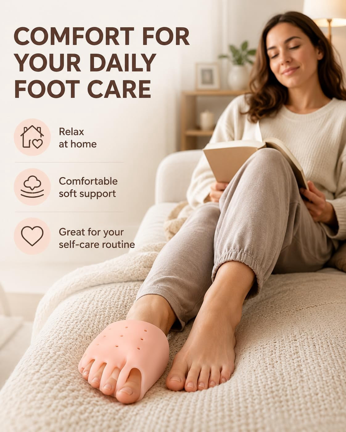 3-in-1 Pro Toe Straighteners, Soft Silicone Forefoot Sleeves for Toe Spacing, Cushioning and Everyday Footwear