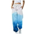 thumbnail image 3 of QATAINLAV Baggy Sweatpants for Women Casual Cinch Bottom Trousers Trendy Gradient Print Joggers Pants Drawstring High Waist Sweat Pant with Pockets Today's Sales Blue L, 3 of 6