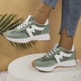 thumbnail image 4 of Rokment Women's Orthopedic Platform Running Walking Shoes Comfortable Vintage Casual Color Block Suede Flatform Mid Heel Tennis Skate Fashion Sneakers Spring Fall Green Size 6.5, 4 of 6