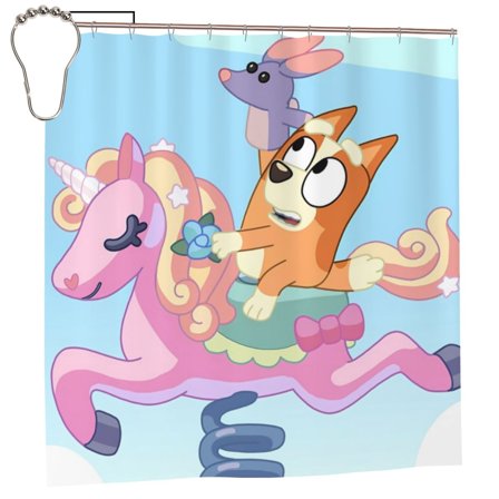 Saiise Bluey Print Shower Curtain for Bathroom,Shower Curtain Set with Hooks for Home, Bathroom Decor Waterproof Fabric,72x72