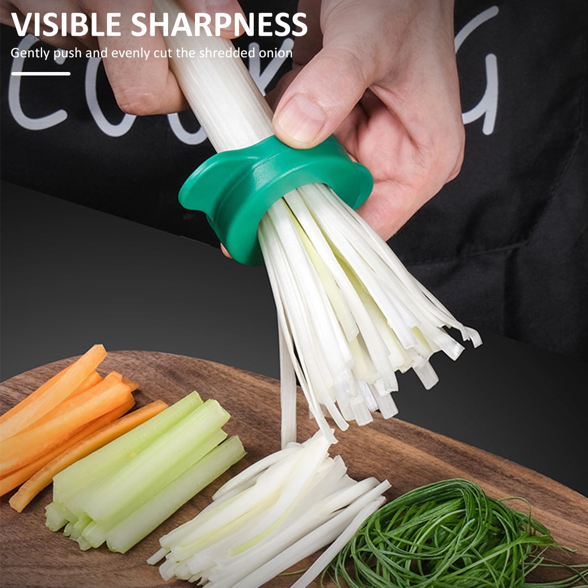 PWireless Scallion Slicer ABS+ Stainless Steel Green Onion Cutter Compact  Kitchen Tool and Gadget Green and Delicate Shallot Shredder