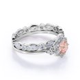 thumbnail image 4 of JeenMata 2 Carat Round Cut Pink Created Morganite and Moissanite Flower Engagement Ring Set - Bezel Eternity Wedding Band - 18k White Gold over Silver, 4 of 6