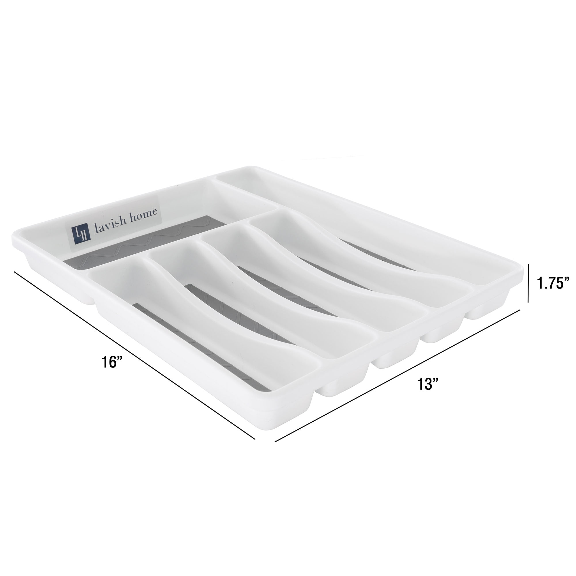 Lavish Home Silverware Drawer Organizer with 6 Sections and Nonslip Tray