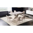 thumbnail image 3 of LonKwa Set of 2 Contemporary Brown Leatherette Dining Chairs, Fully Upholstered Side Chairs with Arch Top-Stitching, Modern Dining Room Furniture Seating, 3 of 8