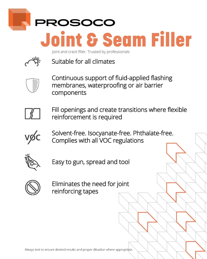 Prosoco Joint & Seam Filler | Fluid-Applied, Fiber-Reinforced Joint Filler Adhesive and Detailing Compound - Trusted by Professionals