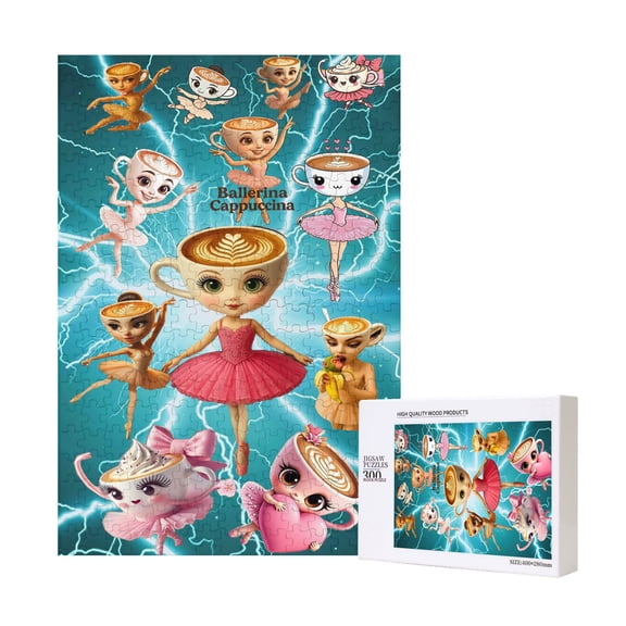 Ballerina Cappuccina Wooden Picture Puzzle 300 Piece Jigsaw Puzzle for Adults Challenging Puzzle Game Gifts