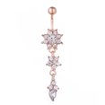 thumbnail image 3 of Floral Rhinestone Dangle Navel Ring Women Belly Button Body Piercing Jewelry, 3 of 8