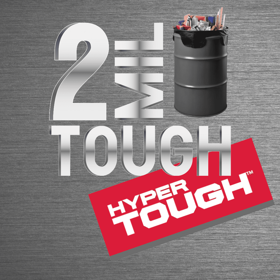 Hyper Tough Contractor Trash Bags, Black, 55 Gallon Capacity, 50 Bags, 2 MIL Thickness, Flap Tie​