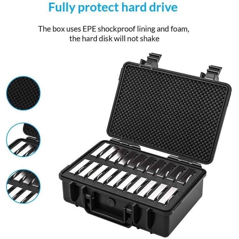 ORICO 20-Bay 3.5 inch Hard Drive Box Multi-Protection Case 15.7 x 14.1 x  5.1 Inch Waterproof Storage Carrying Box HDD Storage Case Anti-Static Shock
