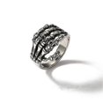 thumbnail image 3 of Men's Stainless Steel Ring Band Silver Tone Black Skull Hand Bone, 3 of 5