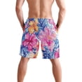 thumbnail image 3 of Dailycode Men's Quick Dry Swim Trunks Beach Shorts Casual Summer Board Shorts with Pockets, Hand Drawn Watercolor Flower, 3 of 8
