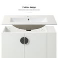 thumbnail image 5 of 30" Bathroom Vanity Sink Combo, Wall Mounted Vanity Cabinet Set, Ceramic Sink Top, Bathroom Cabinet With 2 Doors And Open Storage Shelf, Solid Wood Frame, Easy Assembly, For Small Space, 5 of 7