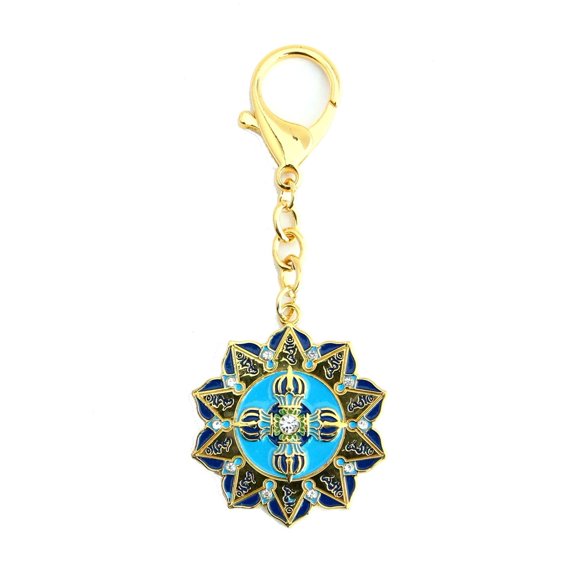 Feng Shui Ten Hum with Double Dorje Wheel Keychain