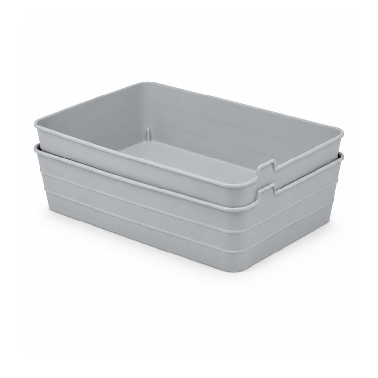 Mainstays 2-Pack Flexible Drawer Storage Organizer Bins, Gray photo 8