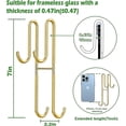 thumbnail image 3 of Ganchos para puerta de ducha, 2 piezas, ganchos dobles para toallas para baño, puerta de ducha de vidrio sin marco, ganchos de baño de acero inoxidable resistentes, no perforados, dorados, 3 of 5