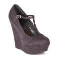 thumbnail image 1 of Breckelles Cilo-35 New Women Suede Round Toe Buckled Round Toe Platform Wedge, 1 of 5
