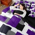 thumbnail image 5 of Manfei Modern Geometric Block Full Size Bedding Sets, Abstract Square Art Full Size Bed in a Bag, Purple Black Gray, Black Reversible 7pcs, 5 of 6