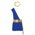 thumbnail image 3 of Linjinx Men's 2Pcs Festival Ancient Greek God Toga Outfit and Headwear Set for Toga Party Blue 3XL, 3 of 6