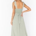 thumbnail image 3 of Vestidos de dama de honor elegantes de verano para mujer Vestido largo largo con volantes y cuello cuadrado, sin mangas, informal, dividido - Verde, 3 of 7