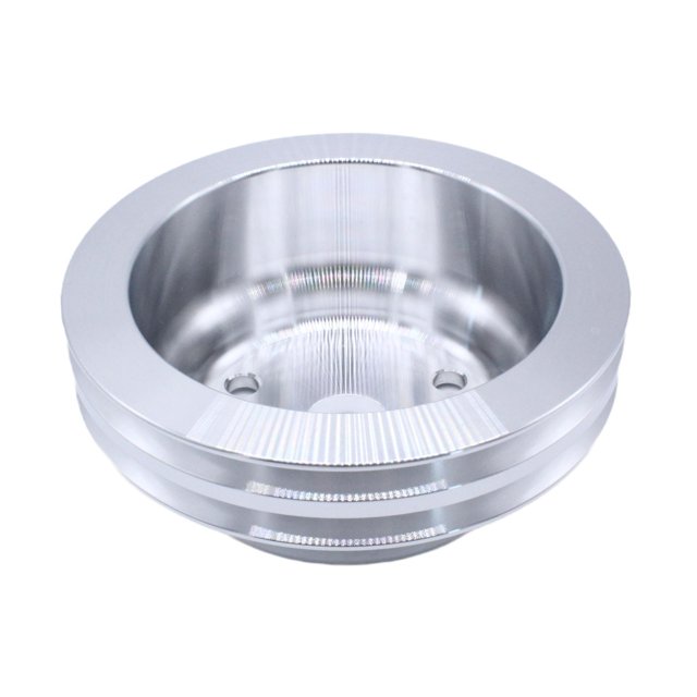 Equilibrador armónico de polea de cigüeñal de 2 ranuras, fácil instalación, piezas de reparación de aluminio resistentes, accesorios plateados para