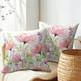 thumbnail image 5 of GZHJMY Watercolor Poppy Flower Pillow Covers - Pink Floral Throw Pillow Cases Cotton Linen 18x18 Inch Floral Pillowcases Set of 2 Green Plants Leaves Blossom Cushion Covers for Home Outdoor, 5 of 7