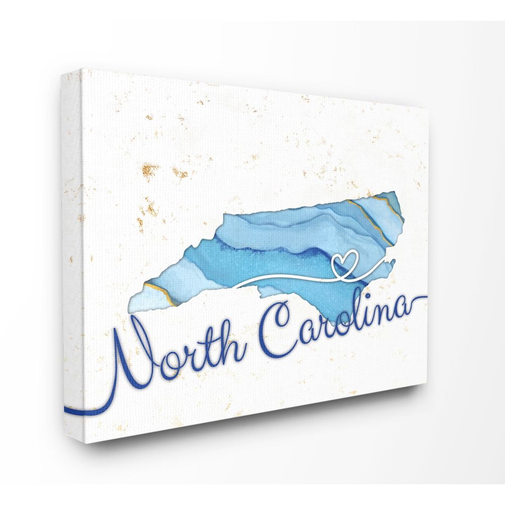 Stupell Industries North Carolina Agate Blue US State Design Canvas Wall Art by Ziwei Li