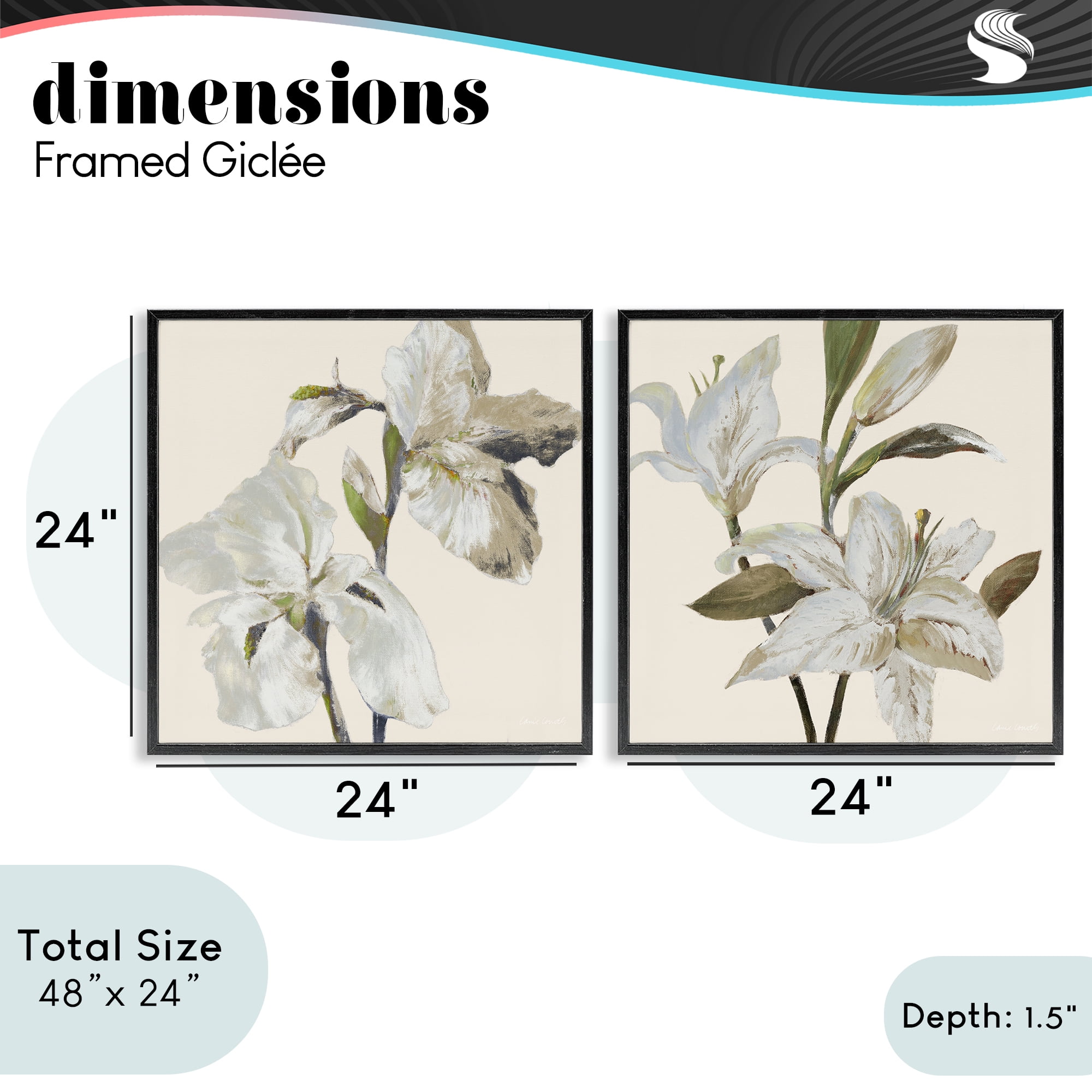 Stupell Industries Irises and Lilies Soft Beige 2 Piece Black Framed Giclee Art Set, design by Lanie Loreth