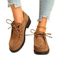 thumbnail image 6 of Brown Women'S Loafers Round Toe Front Laced Flat Low Heel All Season Lightweight Comfortable Casual Shoes For Everyday Wear And Outings Size 40, 6 of 9