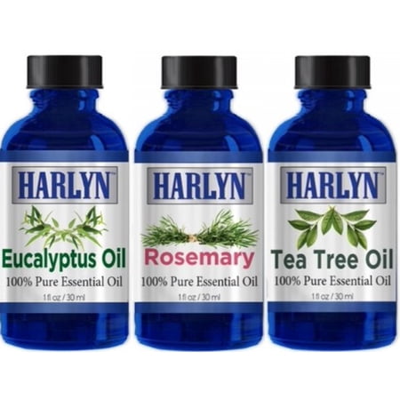 Essential Oil Eucalyptus, Rosemary, Tea Tree - Made with 100% Pure Therapeutic Grade Essential Oils 1 oz (30 ml x 3) - Gift Set of 3 by Harlyn Made in USA (FAST DELIVERY)