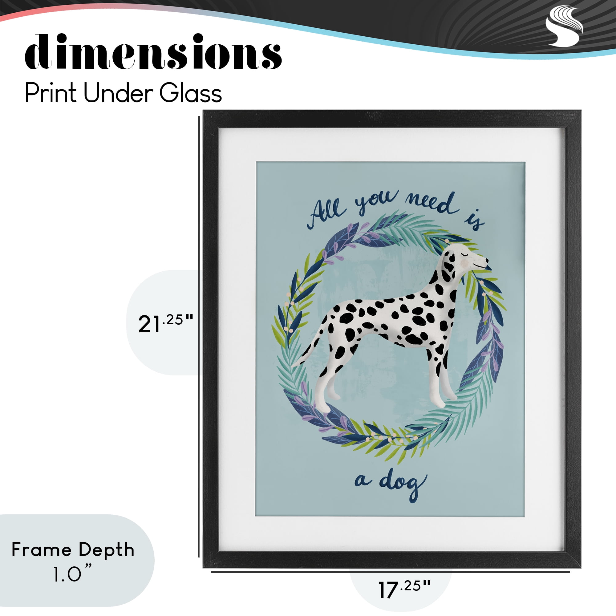 Stupell Industries All You Need Is A Dog Black Framed Print Under Glass, design by Metka Hiti