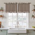 thumbnail image 2 of Brown Checked Tier Curtains 24 Inch Length, Country Barn Star Farmhouse Cafe Short Curtains for Bathroom Over Sink, Small Kitchen Curtain Light Filtering Tiered Drapes 2 Panels 27.5"Wx24"L, 2 of 9
