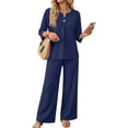 thumbnail image 2 of Lounge Sets for Women 2026 Summer Casual 3/4 Sleeve Shirts Wide Leg Pants Matching Tracksuit Sets Summer Spring Vacation Travel Outfits Fashion Clothing Xl, 2 of 4