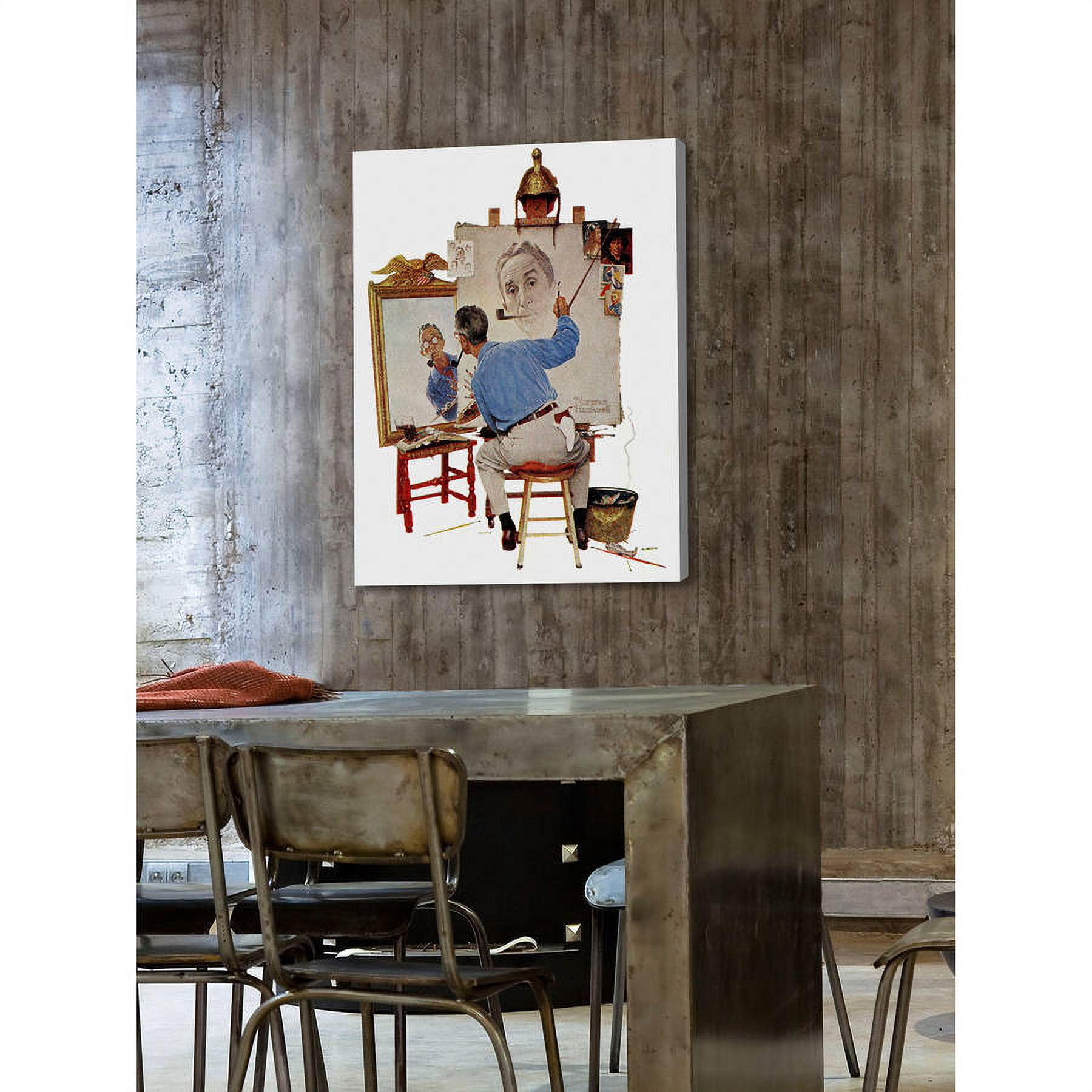 Marmont Hill 'Triple Self Portrait' by Norman Rockwell Painting Print on Wrapped Canvas