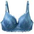 thumbnail image 2 of Loopsun Womens Bras Plus Size, Push up Bra for Women, Women's Lightweight Push Up Comfortable Breathable Everyday Underwear Daily Underwire Bra Blue, 36/80C, 2 of 4